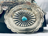 Authentic Hand Wrought Sterling Silver Vintage Native American Navajo Turquoise Concho Belt-Nativo Arts
