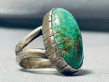 Important Vintage Native American Navajo Gibson Nez Green Turquoise Sterling Silver Ring-Nativo Arts