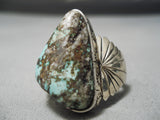 Opuelnt Vintage Native American Navajo Dry Creek Turquoise Sterling Silver Ring-Nativo Arts
