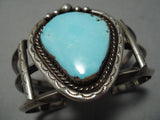 Superior Vintage Native American Navajo Sky Blue Turquoise Sterling Silver Bracelet-Nativo Arts
