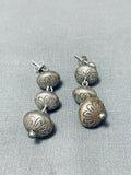 Tremendous Vintage Native American Navajo Sterling Silver Earrings-Nativo Arts