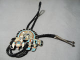 Museum Vintage Native American Zuni Turquoise Sterling Silver Turquoise Bolo Tie Inlay-Nativo Arts