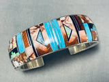 Important Vintage Native American Navajo Mary Morgan Turquoise Sterling Silver Inlay Bracelet-Nativo Arts