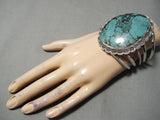 Giant Huge Vintage Native American Navajo Spiderweb Turquoise Sterling Silver Bracelet Cuff-Nativo Arts