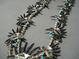 Important Vintage Native American Zuni Ed Leekity Inlay Turquoise Coral Sterling Silver Necklace-Nativo Arts