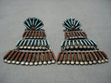 Rare Vintage Zuni Native American Jean Lasilew Sterling Silver Earrings-Nativo Arts