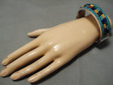 Exceptional Zuni/ Native American Navajo Turquoise Coral Sterling Silver Bracelet-Nativo Arts
