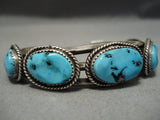 Stunning Vintage Native American Navajo Old Kingman Turquoise Sterling Silver Bracelet Old-Nativo Arts