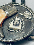 Carved Bear Motif Vintage Native American Navajo Sterling Silver Bolo Tie Old-Nativo Arts