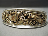 Incredibly Intricate! Vintage Native American Navajo Sterling Silver Leaf Gold Bracelet-Nativo Arts