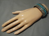 Museum Native American Navajo Squared Turquoise Sterling Silver Geomtric Bracelet-Nativo Arts
