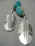 Dynamic Navajo Royston Turquoise Sterling Silver Earrings Native American-Nativo Arts