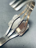 Striking Native American Navajo Pink Conch Sterling Silver Bracelet-Nativo Arts