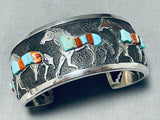 Native American One Of The Most Detailed Ever Horse Turquoise Sterling Silver Bracelet-Nativo Arts