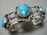 Quality Vintage Native American Navajo Blue Diamond Turquoise Sterling Silver Bracelet-Nativo Arts