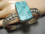 Rare Ray Tafoya Rectangular Turquoise Vintage Native American Navajo Sterling Silver Bracelet-Nativo Arts