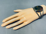 One Of The Most Unique Vintage Native American Navajo Green Jasper Sterling Silver Bracelet-Nativo Arts