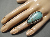 Quality Vintage Native American Navajo Tear Of Joy Sterling Silver Turquoise Ring-Nativo Arts