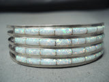 Signed Zuni Native American Synthetic Opal Sterling Silver Bracelet-Nativo Arts