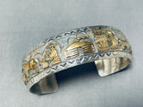 Expressive Vintage Native American Navajo Sterling Silver And 12kgf Storyteller Bracelet Signed-Nativo Arts
