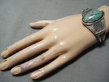 Incredible Vintage Native American Navajo #8 Turquoise Sterling Silver Bracelet Cuff-Nativo Arts