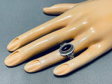 Important Native American Navajo Black Onyx Sterling Silver Ring-Nativo Arts