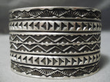 Detailed Huge Heavy Vintage Native American Navajo Sterling Silver Wide Bracelet Cuff-Nativo Arts
