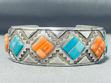 One Of The Most Unique Vintage Native American Navajo Turquoise Shell Sterling Silver Bracelet-Nativo Arts