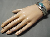 Famous Artist Native American Navajo Jeanette Dale #8 Turquoise Sterling Silver Bracelet-Nativo Arts