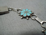 Vintage Zuni Native American Blue Gem Turquoise Sterling Silver Bracelet-Nativo Arts