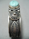 Important Native American Navajo Signed Green Turquoise Sterling Silver Bracelet-Nativo Arts