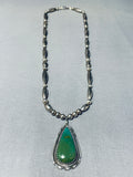 Extremely Rare Vintage Native American Navajo Damale Turquoise Sterling Silver Necklace-Nativo Arts