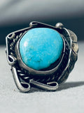 Marvelous Vintage Native American Navajo Blue Gem Turquoise Sterling Silver Ring-Nativo Arts