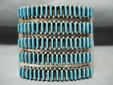 One Of Biggest Best Vintage Native American Zuni Needle Turquoise Sterling Silver Bracelet-Nativo Arts