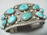 Rare Earlier Signed Vintage Native American Navajo Green Turquoise Sterling Silver Bracelet-Nativo Arts