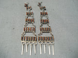 Fabulous Native American Zuni Coral Needlepoint Sterling Silver Earrings-Nativo Arts