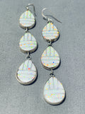 Exquisite Native American Navajo Synth. Opal Sterling Silver Earrings-Nativo Arts