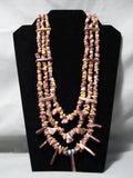 One Of The Best Vintage Native American Navajo Purple Shell Turquoise Sterling Silver Necklace-Nativo Arts