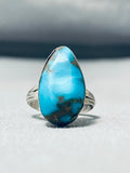 Lovely Vintage Native American Navajo Bisbee Turquoise Sterling Silver Ring-Nativo Arts