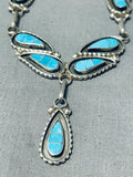 Native American Luminous Vintage Zuni Blue Gem Turquoise Sterling Silver Necklace & Earring Set-Nativo Arts