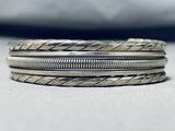 Focused Silver Work Vintage Native American Navajo Sterling Silver Bracelet-Nativo Arts