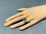 Astounding Vintage Native American Navajo Inlay Turquoise Sterling Silver Ring-Nativo Arts