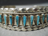 Amazing Vintage Native American Navajo Turquoise Needle Sterling Silver Bracelet Native-Nativo Arts