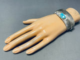Important Vintage Native American Navajo Feather Turquoise Sterling Silver Bracelet-Nativo Arts