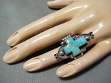 Newsworthy Navajo Royston Turquoise Sterling Silver Cross Ring Native American-Nativo Arts