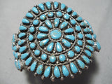 Spectacular Vintage Native American Zuni Blue Gem Turquoise Sterling Silver Bracelet Old-Nativo Arts