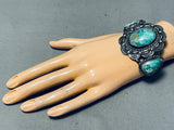One Of The Best Vintage Native American Navajo Royston Turquoise Repoussed Bracelet-Nativo Arts