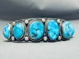 Tremendous Vintage Native American Navajo Morenci Turquoise Sterling Silver Bracelet-Nativo Arts