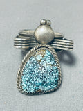 Huge Bug Whimsical Vintage Native American Navajo Spider Turquoise Sterling Silver Ring-Nativo Arts