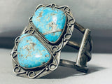 One Of The Best Vintage Native American Navajo Easter Blue Turquoise Sterling Silver Bracelet-Nativo Arts